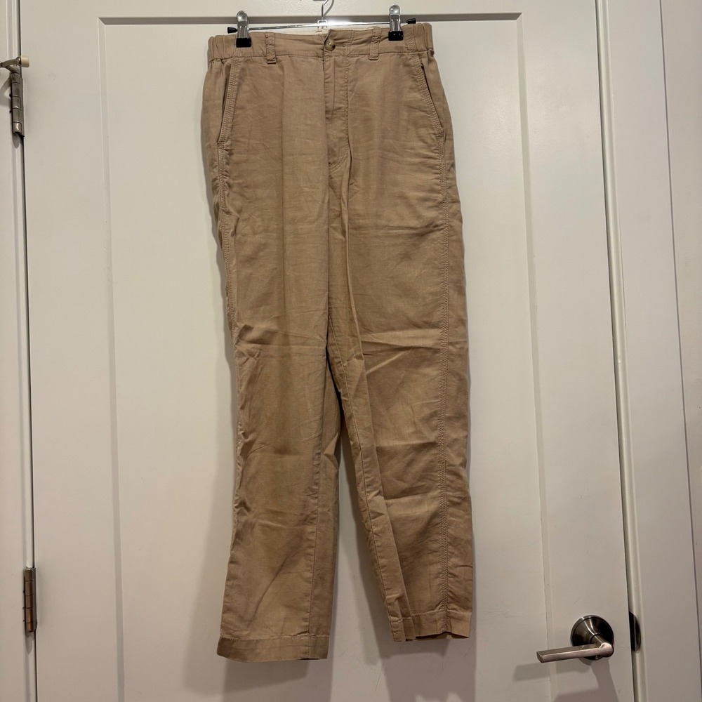 Uniqlo Cotton Linen Relaxed Fit Pants Tan Beige XS 221-445276
